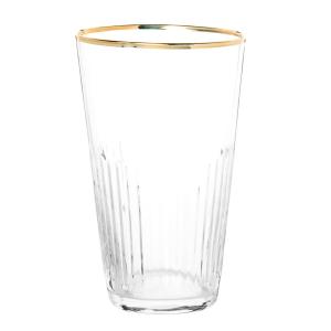 Gobelet en verre strié à bord doré