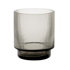 Gobelet en verre strié fumé gris anthracite