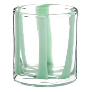 Gobelet en verre transparent et rayures vert clair