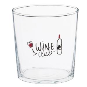 Gobelet en verre transparent imprimé noir, blanc et rouge