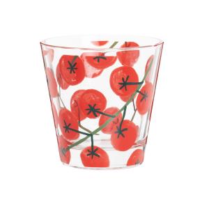 Gobelet en verre transparent motifs tomates rouges