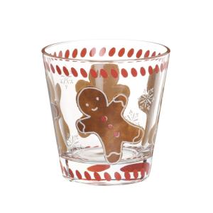 Gobelets en verre transparent motifs rouges et marron (x4)