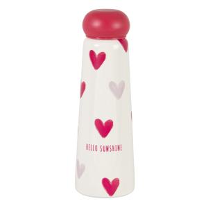 Gourde en acier blanc cassé motif cœur rouge 0,5L