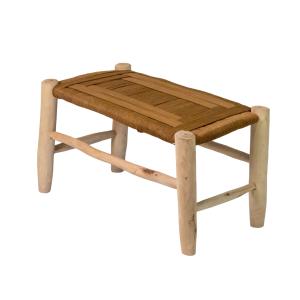 Grand banc camel en bois d'eucalyptus et corde 44x82x40