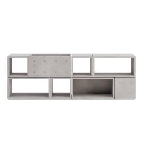 Grand buffet avec pot de fleurs en béton gris - 224,5x74,5c…