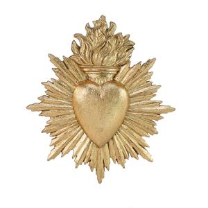 Grand ex-voto déco murale métal doré 2 x 15.4
