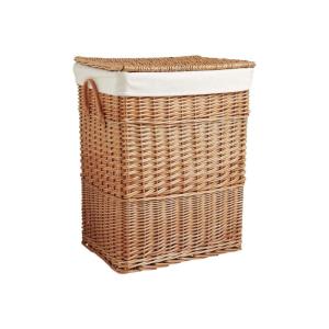 Grand panier à linge en osier doublé clair