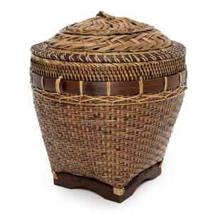 Grand panier de rangement en rotin brun naturel