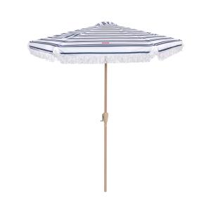Grand Parasol de Jardin Rayé Polyester 235x270cm Bleu