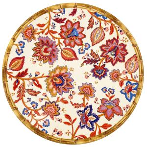 Grand plat de service rond 35,5 cm en imprimé fleurs indien…