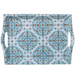 Grand plateau en mélamine motif rétro avec poignées 44 cm