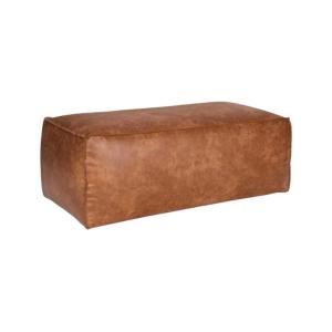 Grand pouf rétro cuir 120x43cm chocolat