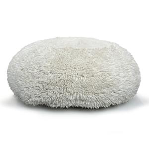 Grand pouf rond en laine écru 100x35