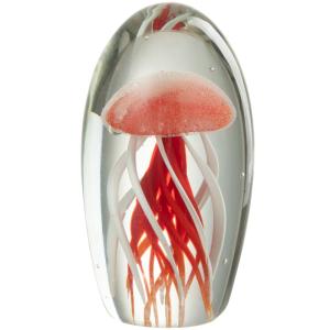 Grand presse-papier méduse rouge en verre