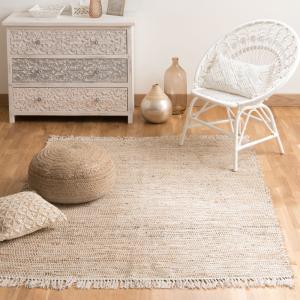 Grand tapis en jute et coton recyclé tissés 200x300