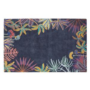 Grand tapis en laine tuftée et bouclettes motif floral mult…