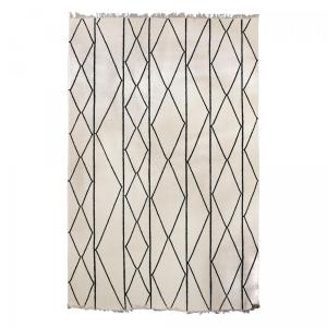 Grand tapis salon kilim tissé main en laine, beige 250x350