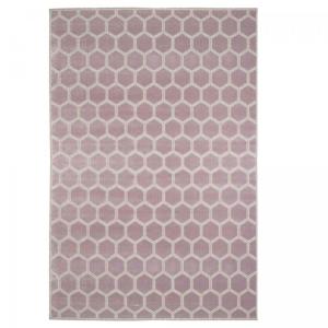 Grand tapis salon tissé à la main en viscose, rose 240x340