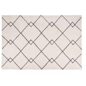 Grand tapis style berbère tufté blanc et noir 200x300