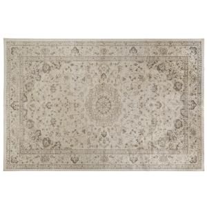Grand tapis style oriental tissé jacquard beige et gris 200…