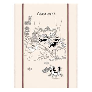 Grand torchon  Courte nuit en coton ecru 60 x 80 cm