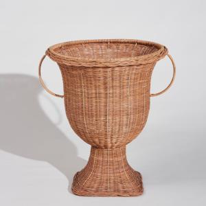 Grand vase coupe en rotin tressé H57
