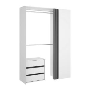 Grande Armoire effet bois blanc, anthracite 213x52h205 cm