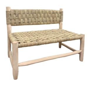 Grande banquette bois marocaine naturel 60 x 100