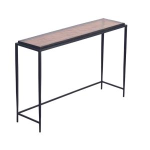 Grande console en verre fumé et métal noir
