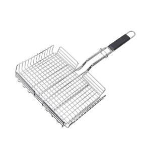 Grille de barbecue double en acier inox avec manche