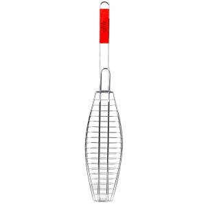 Grille de barbecue pour poisson avec manche - 72x40x14cm