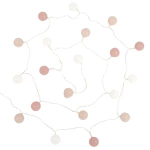 Guirlande lumineuse boules en coton blanc et rose 20LEDS L3…
