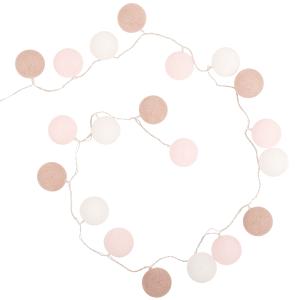 Guirlande lumineuse en coton 20 LEDS rose, beige et blanc L…