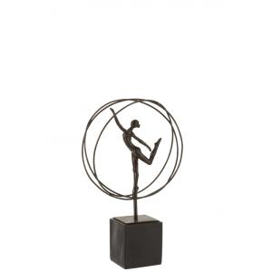 Gymnaste dans cercle en résine marron 22x8x36 cm