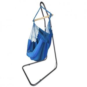 Hamac chaise XL en coton bleu et support en métal