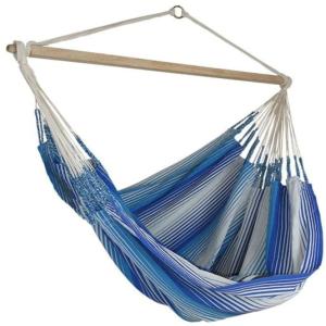 Hamac chaise XXL en coton bleu et blanc