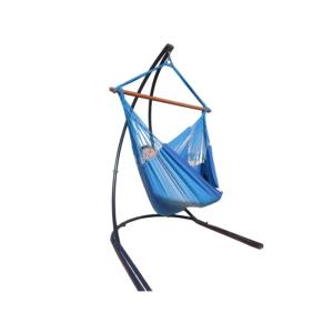 Hamac chaise XXL en coton bleu et support en métal