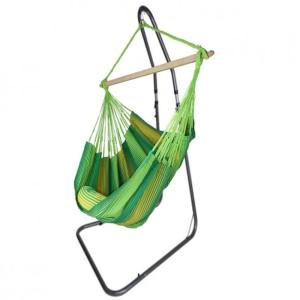 Hamac chaise XXL en coton vert et support en métal
