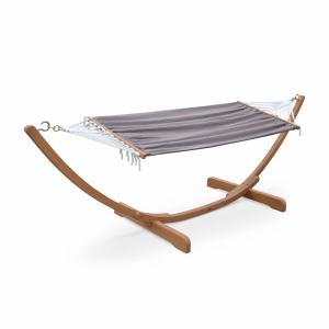 Hamac en bois avec toile de coton gris 317x100cm