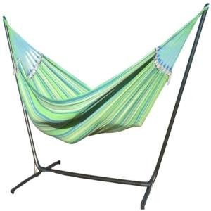 Hamac L avec en coton multicolore et pied en métal