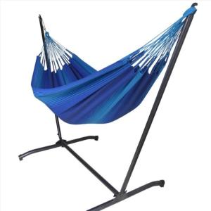 Hamac L en coton bleu et support en métal