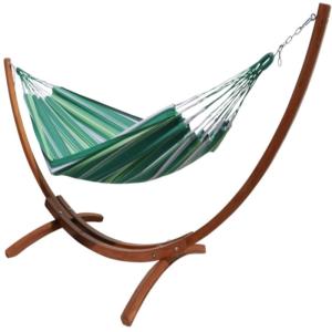 Hamac L en coton multicolore et pied de hamac en bois de mé…