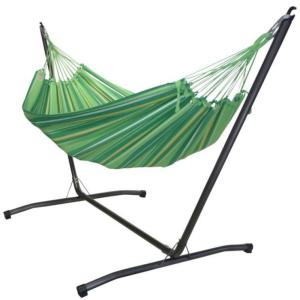 Hamac L en coton vert et support en métal