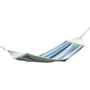 Hamac simple à barre en tissu rayé bleu clair