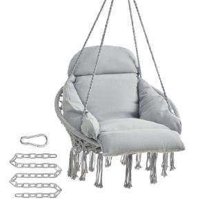 Hamac suspendu chaise avec coussin  capacité 120 kg gris