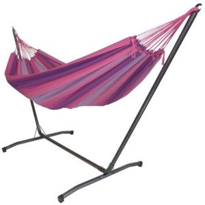 Hamac XL en coton rose et support en mmétal