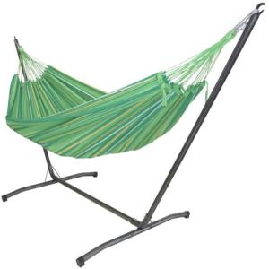 Hamac XL en coton vert et suppor en acier