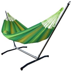 Hamac XL en coton vert et support en métal