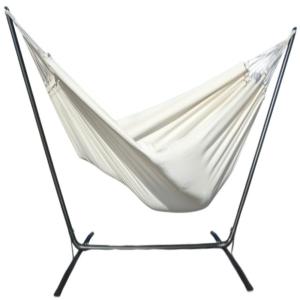 Hamac XXL en coton écru et support en métal