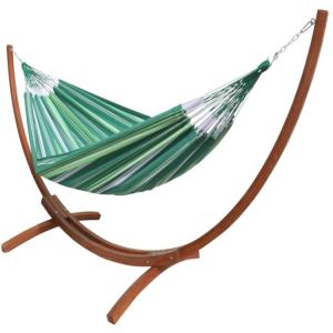 hamac XXL en coton multicolore et support en bois de mélèze…